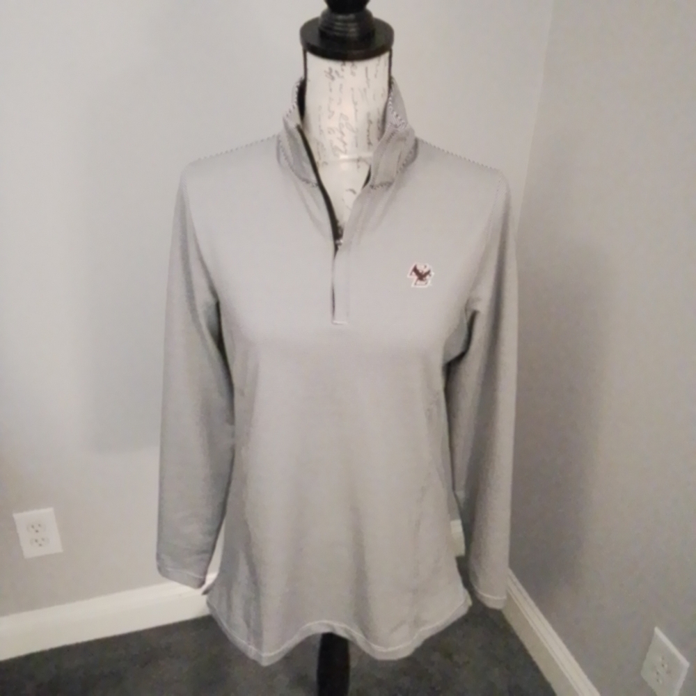 Peter Millar Boston College Black & White Striped Quarter Zip Jacket - M - Picture 4 of 10
